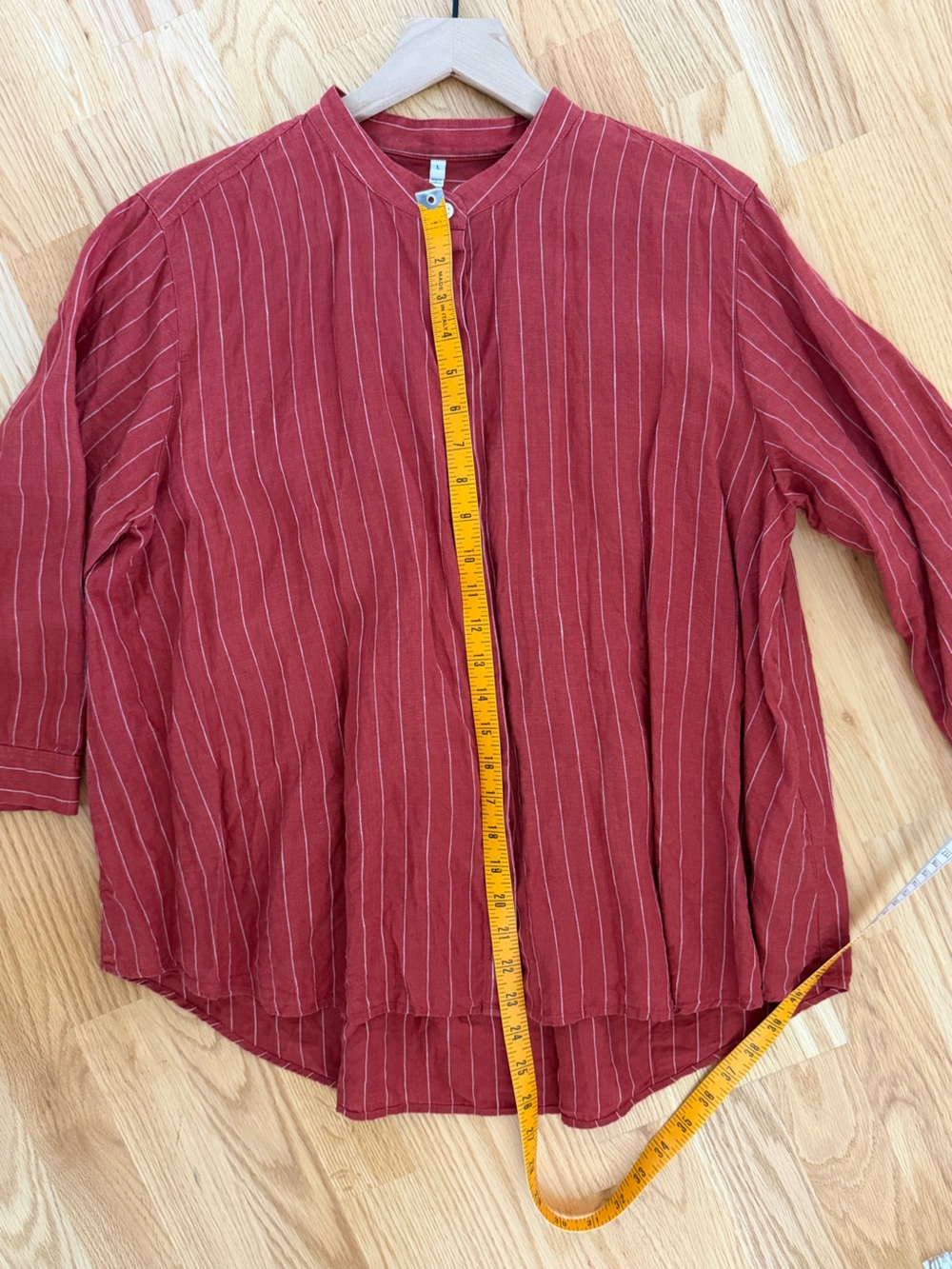 Muni linen pinstripe top Red L - Picture 7 of 9
